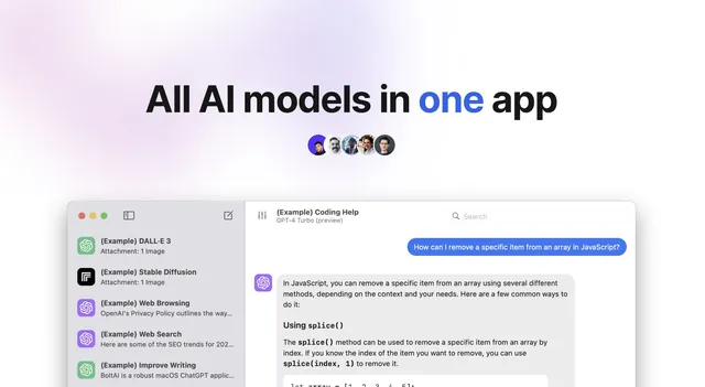 BoltAI social preview: "All AI models in one app", with a screenshot of the Mac app.
