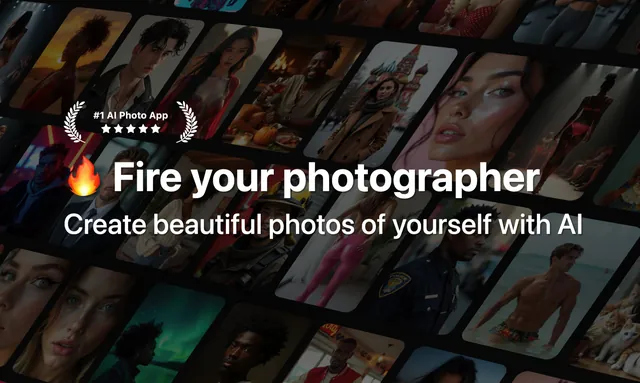 Photo AI social preview: "Fire your photographer", over a grid of AI-generated photos made with the product.
