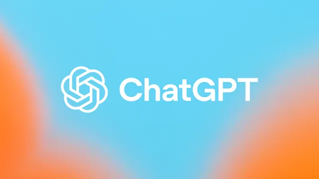 ChatGPT logo and wordmark on a blue and orange gradient.